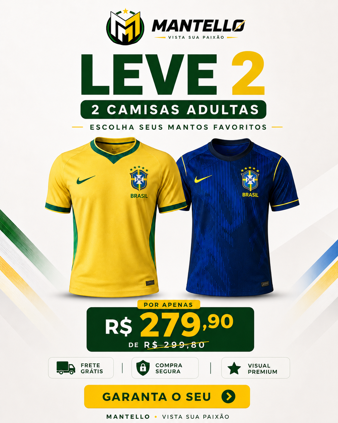 Leve 2 Camisas Adultas Mantello